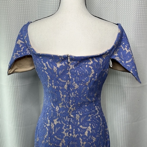 Vince Camuto Dress Off Shoulder Lace Periwinkle Blue Size 6 Pencil Skirt - Picture 9 of 16
